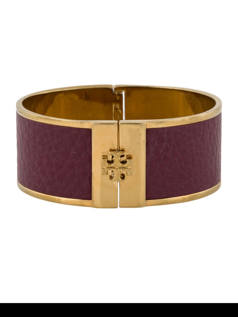 TORY BURCH~Leather Inlay Logo Bangle Bracelet